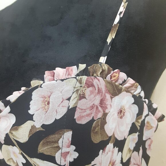 Altar'D State Size Large Chaya Floral Ruffle Spaghetti Strap Smocked Midi Dress - Picture 3 of 16